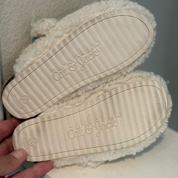 CAT & JACK Toddler Girls Mila Faux-Shearling Clog Loafer Slippers Ivory Sz 10C - Picture 8 of 9